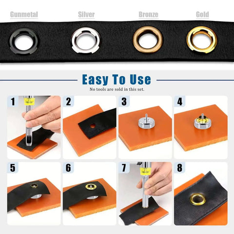 200 Pcs 6mm Bronze Grommet Eyelets With Washers Kit For Fabric Canvas Curtain Clothing And Leather Repair installation process