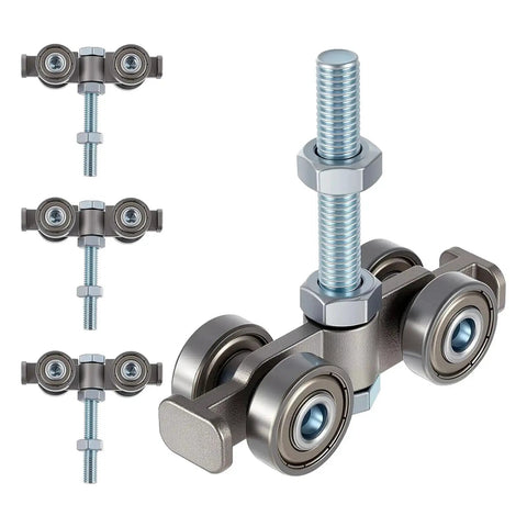 4 Pcs Silent Trolley Assemblies With 4 Wheel Rollers For Quiet Movement In 1-5/8 Inch Wide Strut Channel And All 1-5/8 Inch Or Taller Channels With M10 Bolt Universal Compatibility For Smooth Glide And Secure Mounting