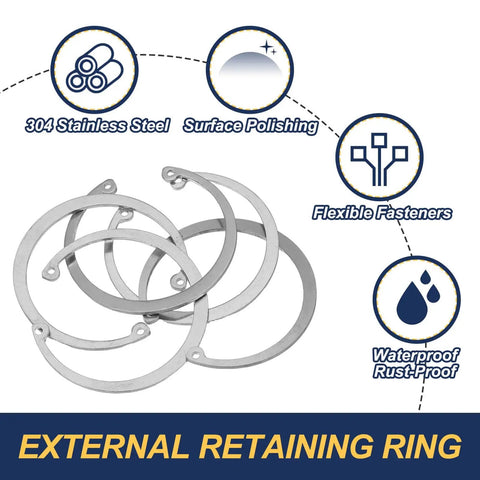 60mm ID Internal Retaining Rings 5 Pcs E Clip Circlip Snap Ring Set From 304 Stainless Steel for automotive valves bearings.