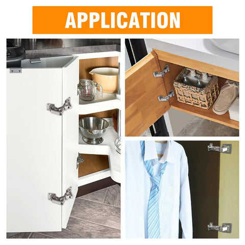 Two Pack 170 Degree Concealed Door Hinges For Corner Kitchen Cabinets, Full Overlay Replacement Hardware With Damping Buffer, Lightweight Cold Rolled Steel, Durable Cabinet Door Hinge Set installed on cabinets