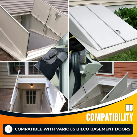 Basement Door Weatherstrip Kit For Bilco And Gordon Doors With Four Cap Seal Pads, One Bulb Trim Gasket, U Shaped Gasket Installed