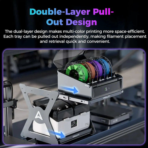 Space Saving Dual Layer 3D Printing Workstand With Pull Out Shelves, 15kg Per Layer, Metal Damping Slides, Anodized Bracket