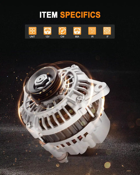 90 Amp 12V Drop In Alternator For 2003-2004 Hyundai Elantra 2.0L, 2003-2004 Hyundai Tiburon 2.0L, 2004-2006 Kia Spectra 2.0L, And 2005-2006 Kia Sportage 2.0L Replace OE 13973 With Easy Install, Durable Power, And Smooth Electrical Output, showing alternator with 4-groove pulley