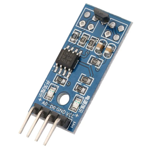 Close-up of a Hall effect sensor module showing components on a blue circuit board, part of Five Pack Hall Effect Sensor Switch Modules kit.