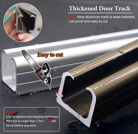 3mm thick aluminum rail for Soft Close Sliding Barn Door Hardware Kit with Smooth Glide and Quiet Operation.