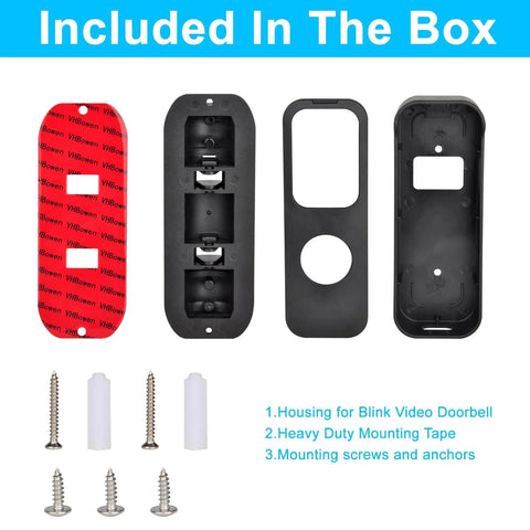 Adjustable Angle Mounting Bracket For Video Doorbell 2021 Black with screws, anchors, and adhesive mounts