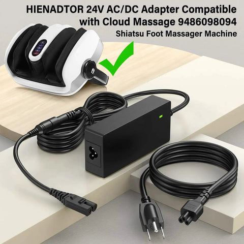 24V Foot Massager Charger Replacement Cord For Shiatsu Foot Massager Deep Kneading Machine With Heat Therapy Compatible With XH2400-2500