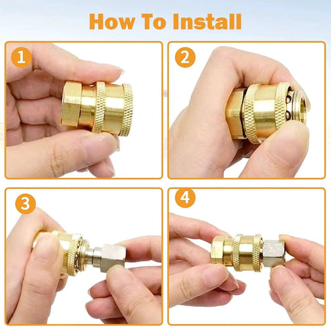 How to install Eight Pack One Quarter Inch NPT Stainless Steel Quick Connect Fittings For Pressure Washers, step-by-step guide.