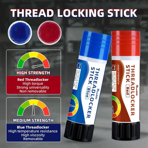 Red 19g High Strength Threadlocker Stick for Permanent Bolt and Nut Locking in Heavy Duty Automotive and Machinery Repair