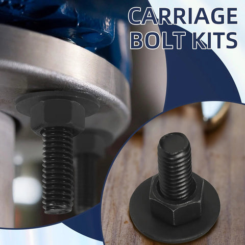 AiVeUao carriage bolt kit with galvanized 3/8 x 6 in bolts, washers, and nuts (50 pieces)