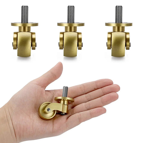 4 Pack Universal Brass Caster Stems Wheels 22mm Heavy Duty Swivel Casters 360 Degree Rotation For Metal Furniture Movable Casters