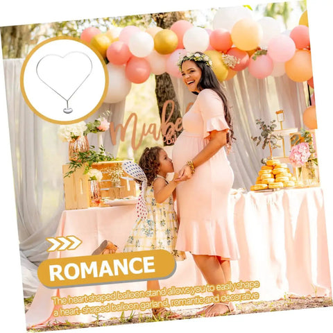Balloon Arch Stand Kit For Weddings And Parties, Flexible, Reusable Poles, with heart-shaped design at celebration table setting