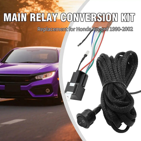 Main Relay Conversion Kit With Kill Switch For Honda Civic CR V Accord Prelude 1990 2002 And Acura Integra CL TL 1994 2001 Replacement Upgrade Plug And Play Durable Electrical Repair For Classic Honda And Acura Models - product and cables on display