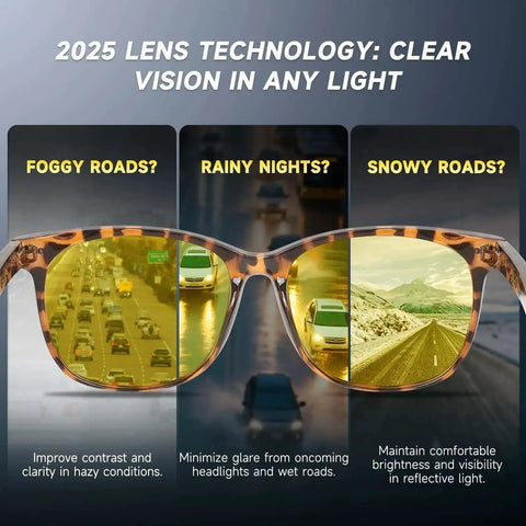 Night Driving Shades For Women And Men Polarized Night Vision HD Anti Glare Yellow Lenses UV400 Protection Amber Tortoiseshell Frame