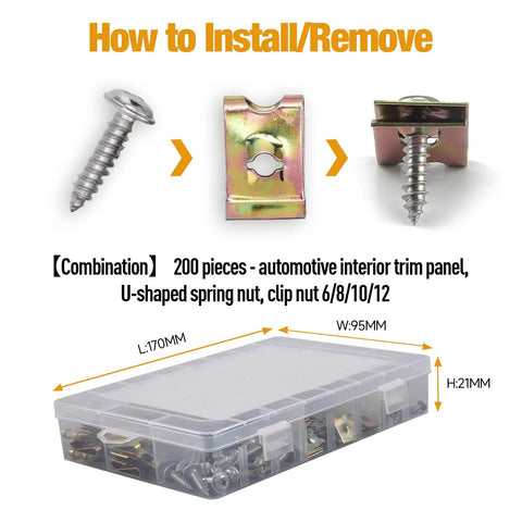 Must Have Auto Interior Fasteners Kit For 100Pcs Car U Clips Nuts 6 8 10 12 Size Assortment With Stainless Steel Screws For Dash