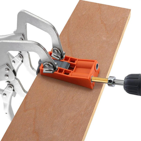 Oblique Hole Locator And Pocket Drill Positioner Jig With Magnetic Angle Guide for carpentry on wooden board, orange PA6 nylon
