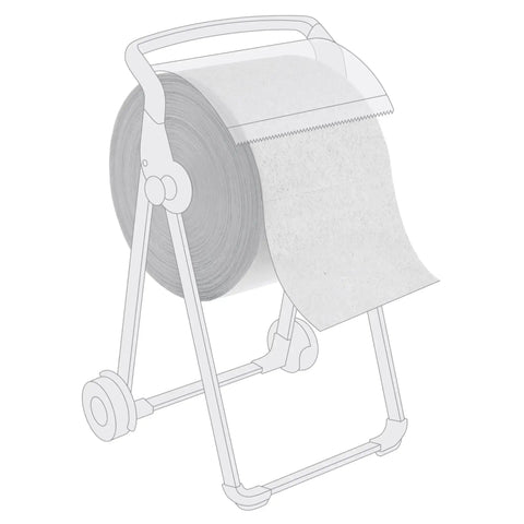 Tough As Nails Heavy Duty Disposable Wipe Roll with 1,050 Sheets on a stand, low lint, tear resistant, for wet or dry use