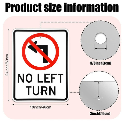 No Left Turn Signs Pelopy 2 Pack 24 By 18 Inches Reflective Aluminum Weatherproof Rust Free Signage With Pre Drilled Holes