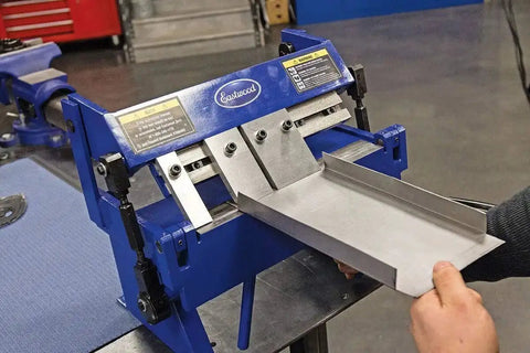 12 Inch Box And Pan Sheet Metal Brake With Five Adjustable Fingers for precise folds and bends in progress on metal sheet