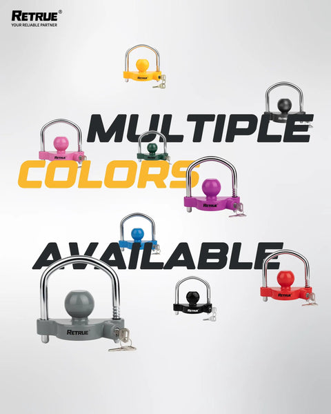Heavy Duty Universal Trailer Coupler Lock Fits 1-7/8 Inch 2 Inch and 2-5/16 Inch Hitches Yellow Finish Includes 2 Keys Theft Deterrent and Easy Lock Up in various colors.