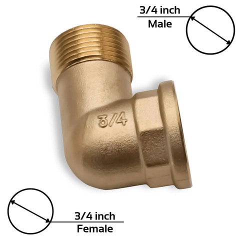 Brass Elbow Pipe Fitting Three Quarter Inch Male To Three Quarter Inch Female 90 Degree Connector For Repair