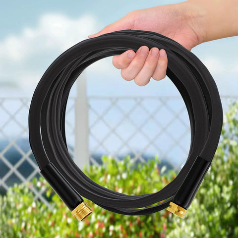 Haeteir 50ft non-expanding garden hose, black exterior with brass connectors for lawn and garden watering