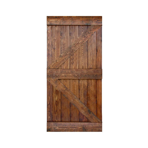 Classic Walnut Solid Wood Sliding Barn Door Slab, 42 Inch By 84 Inch, Hardware Not Included, Assembly Required, front view