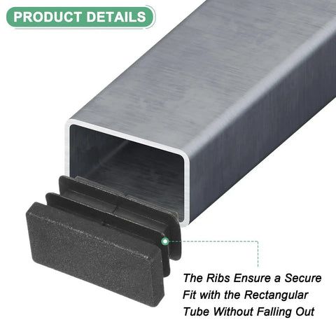 20 Pack One Half Inch Rectangular Tubing End Caps Plastic End Plugs for securing chair legs, bar stools, and fitness equipment.