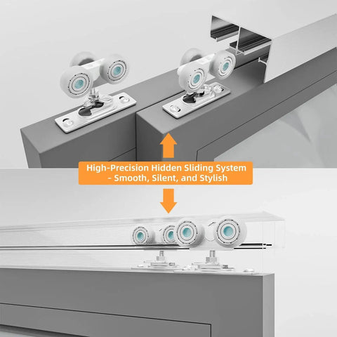 6 Foot Aluminum Bypass Sliding Door Hardware Kit For Two Doors With Finger Pulls Quiet Smooth Rollers Track Set In Silver Finish