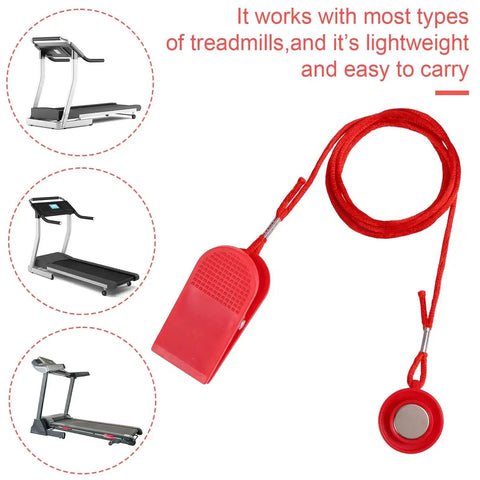 Two Pack Treadmill Magnetic Safety Keys Replacement with red ABS round emergency stop key and clip, shown with various treadmills