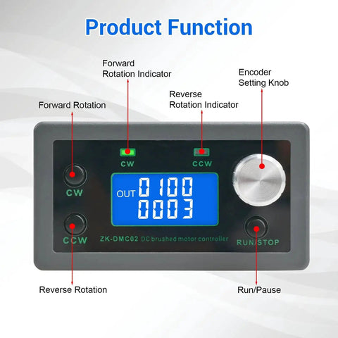 PWM DC Motor Speed Controller 12V To 30V 10A Variable Speed Regulator with digital display and control buttons