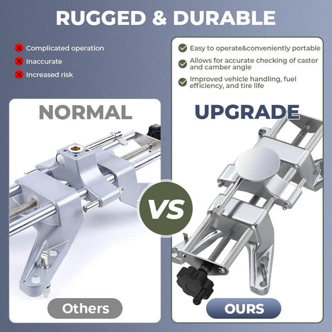 Comparison of normal vs upgraded Beefy Wheel Alignment Clamp Tool With Magnetic Adapter For 12 To 25 Inch Rims.