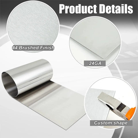 Stainless Steel Sheet 24x96 Inches 24ga Brushed Finish Heavy Duty Boss Grade Metal Plate features and details
