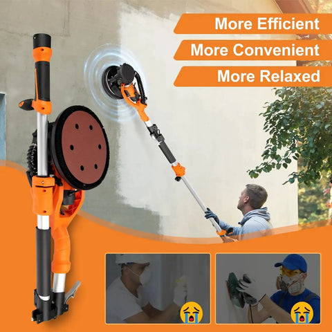 Person using Beast 1000W Drywall Sander With Vacuum Dust Collection And LED Light Popcorn Ceiling Removal Tool for wall sanding