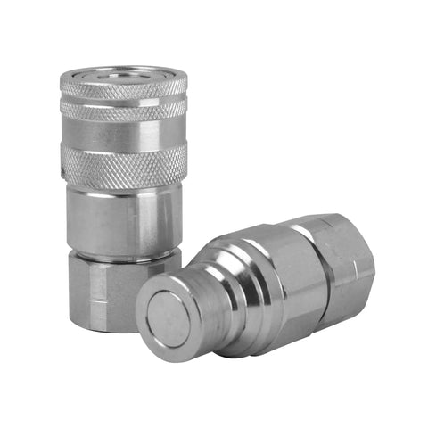 Half Inch NPT Carbon Steel Flat Face Hydraulic Quick Connect Coupling ISO 16028 With Two Dust Caps Quick Disconnect