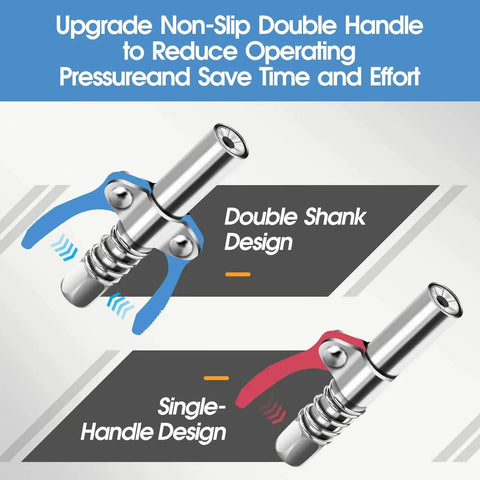 Heavy Duty Grease Gun Coupler With Locking And Leak Proof Design For All One Eighth Inch NPT Grease Guns, Dual Handle