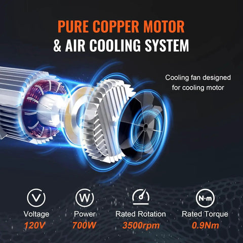 Pure copper motor with air cooling system and fan for Electric Chain Hoist 1100 Lb Capacity 15 Ft Lift 120V Phase G100 Overhead.