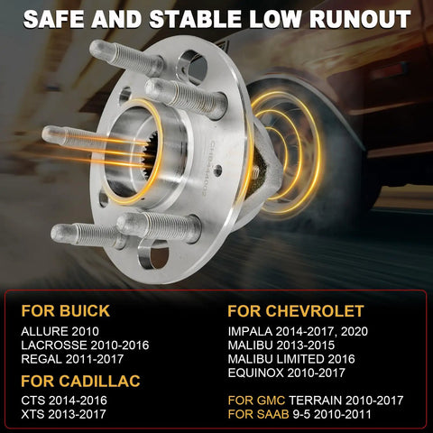 Pair 513288 Front Or Rear Wheel Bearing Hub Assembly That Fits Malibu 2013 2015 Impala 2014 2017 CTS XTS 2013 2017 Lacrosse Regal 2011 2017 Terrain 2010 2017 Five Lug pictured with compatible vehicles listed