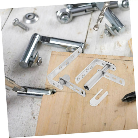 Hidden Door Bookcase Hinge With Rotating Screen And Self Closing Mechanism Built Tough Stainless Steel Heavy Duty Pivot Hinges displayed on a wooden board.