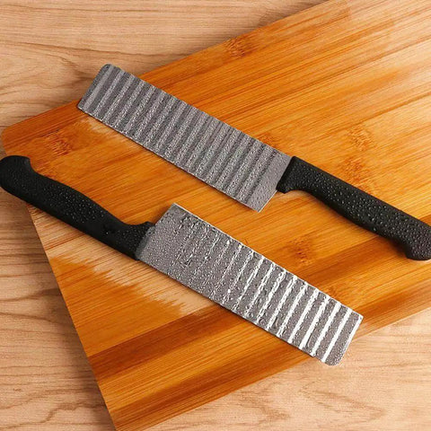 Two Piece Stainless Steel Crinkle Cut Slicer Set For Potatoes Fruits And Vegetables Wavy Blade Potato Cutter Chopper