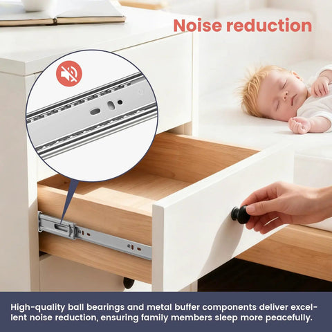 22 Inch Soft Close Drawer Slides Built To Last Heavy Duty Side Mount 100Lb Capacity Full Extension Ball Bearing Cabinet Glides installed