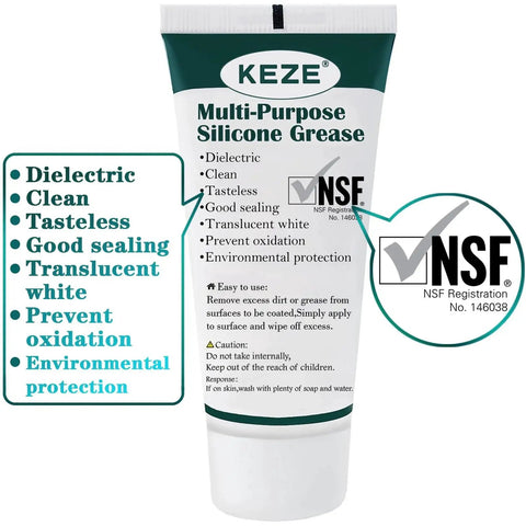 Food Grade Silicone Lubricant For Faucets Valves O Rings Plumbers Grease 1 Oz tube with NSF certification label visible