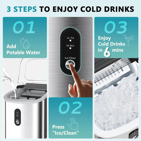Steps to use Portable Countertop Ice Maker With Carry Handle 9 Cubes In 6 Minutes Auto Clean
