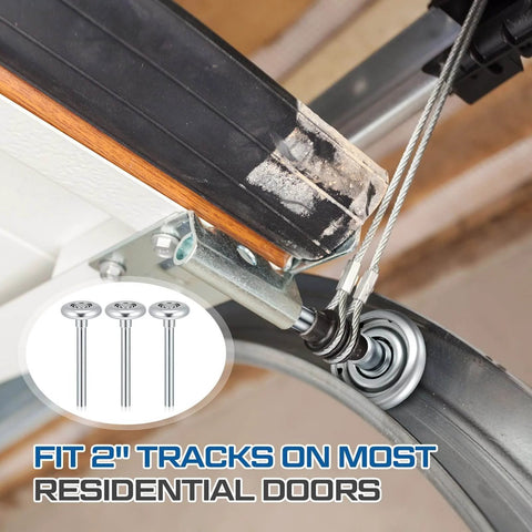 Beefed Up 20 Pack Steel Garage Door Rollers Replacement Kit With 1.8 Inch Wheels And 10 Ball Bearings For 2 Inch Tracks shown installed