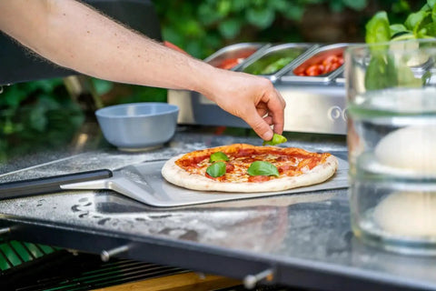 16 Inch Metal Pizza Peel For Ovens, Lightweight Aluminum Pizza Paddle With Long Handle, Rectangle Pizza Turner in use