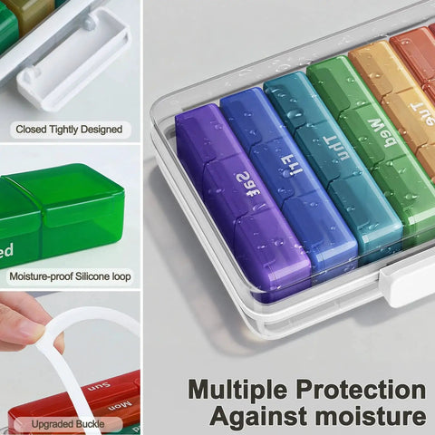 4 Tier XL Medicine Organizer With Leather Handle For Home Travel RV School And Dorm, BPA Free Durable Storage Chest with moisture protection