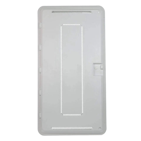 Front view of 30 Inch Media Enclosure For Home Networking And Cable Management, Recessed White ABS Box For Structured Wiring
