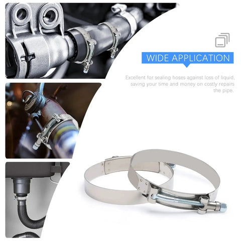 Two Pack 4 Inch T Bolt Stainless Steel Hose Clamps For 4 Inch ID Hoses 108 To 116mm Working Range 304 Stainless Steel