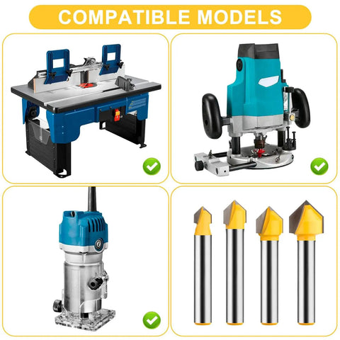 Image showing compatible CNC machines with 90 Degree V Groove Router Bit Set With One Quarter Inch Shank For DIYers And CNC Engraving