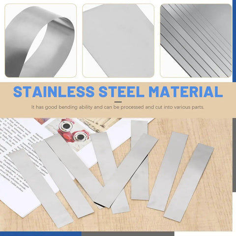 10 Pcs Rectangular Shim Stock Assortment Set Pro Grade 0.004 Inch Thick, 6.1 Inch Long By 0.98 Inch Wide 304 Stainless Steel Shims